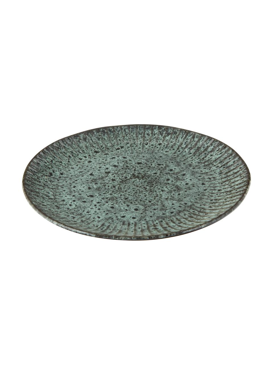 Mělké talíře Vingo, 2 ks, Kamenina, Modrozelená, černá, Ø 28 cm