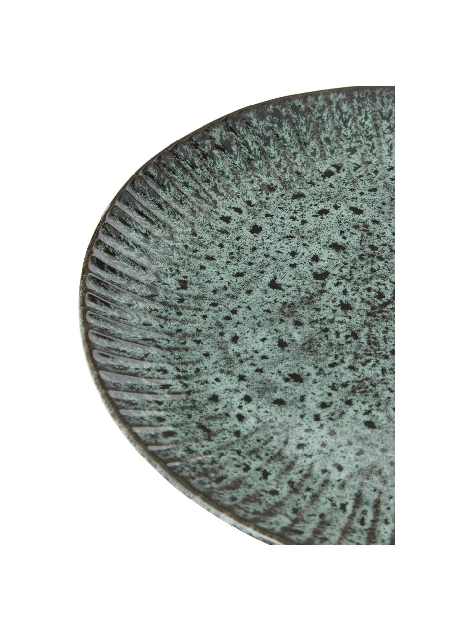 Platos llanos Vingo, 2 uds., Cerámica de gres, Verde azulado, negro, Ø 28 cm