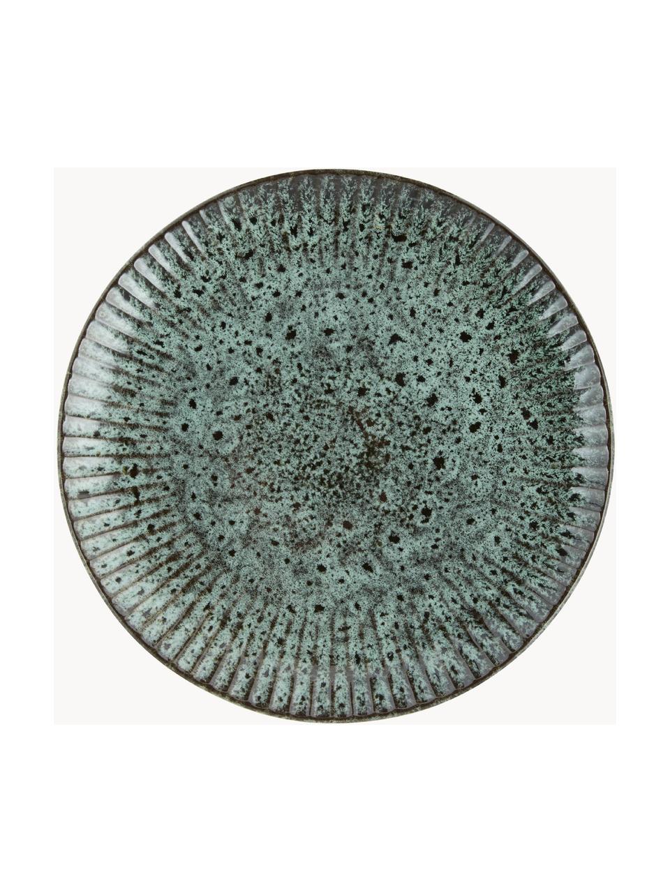 Speiseteller Vingo, 2 Stück, Steingut, Blaugrün, Schwarz, Ø 28 cm