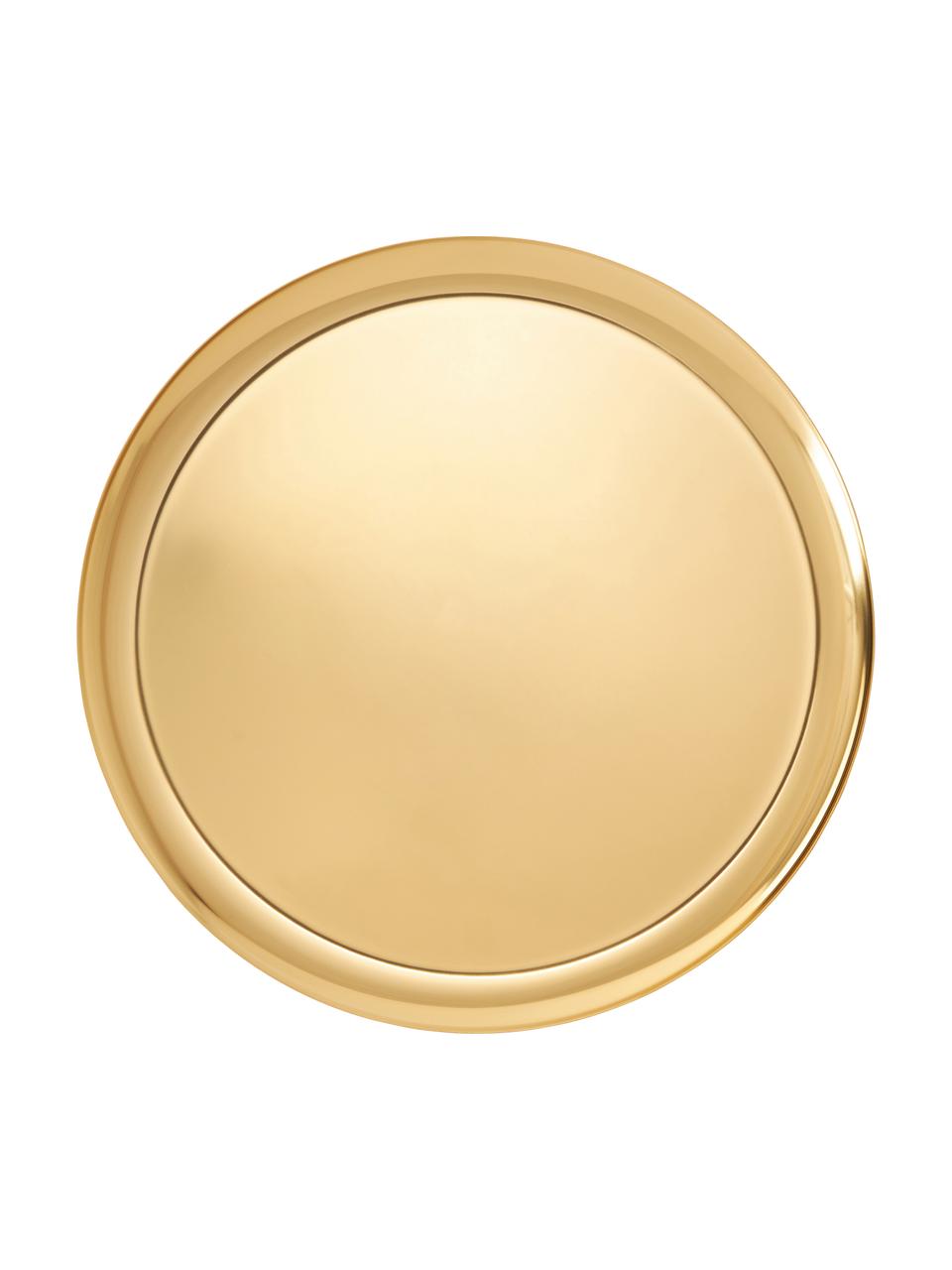 Rundes Deko-Tablett Samu in Gold, Edelstahl, Gold, Ø 28 cm, H 1 cm