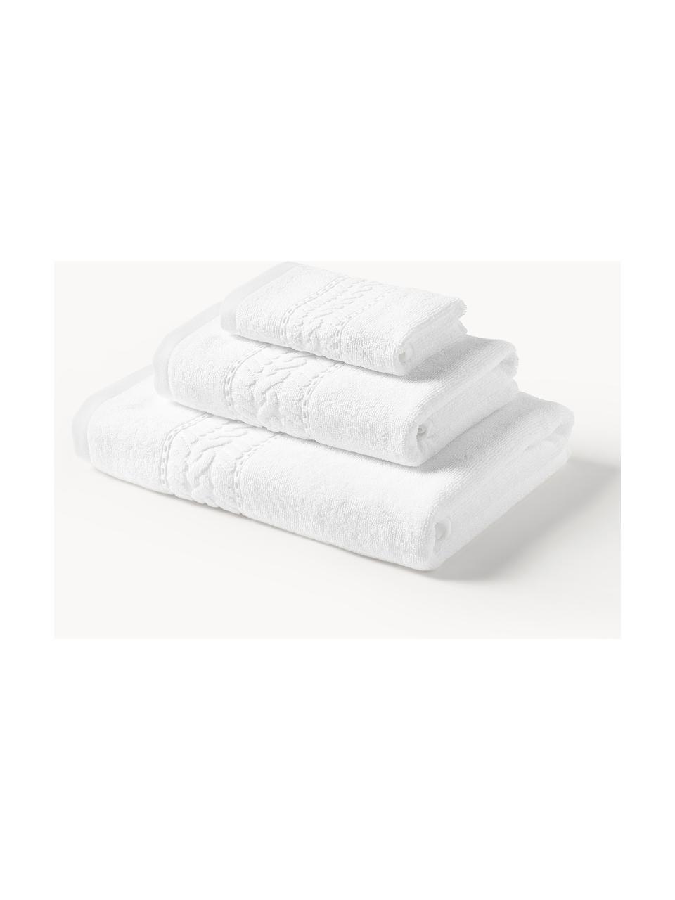 Komplet ręczników Cordelia, 3 elem., Biały, Komplet z różnymi rozmiarami