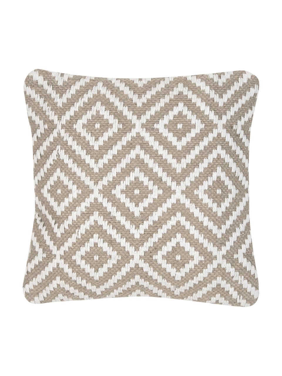 Housse de coussin en jute/coton mélangés Diajute, Endroit : beige, blanc crème Envers : beige, larg. 45 x long. 45 cm