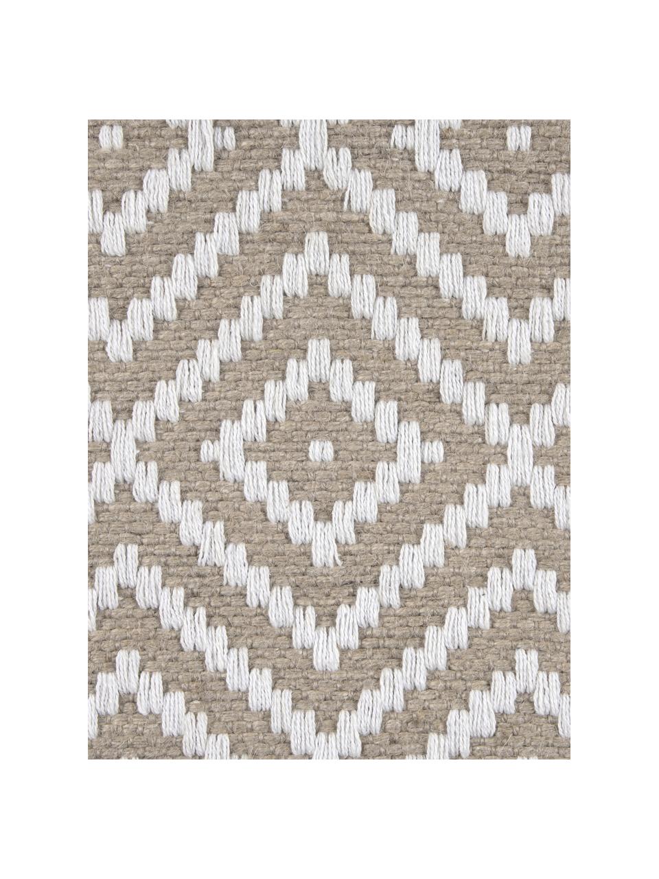 Kussenhoes Diajute van jute/katoenmix, Voorzijde: beige, crèmewit. Achterzijde: lichtbeige, B 45 x L 45 cm