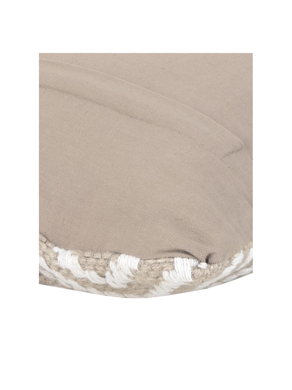 Kussenhoes Diajute van jute/katoenmix, Voorzijde: beige, crèmewit. Achterzijde: lichtbeige, B 45 x L 45 cm