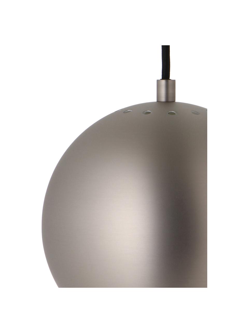 Lámpara de techo pequeña esferica Ball, Pantalla: metal cepillado, Fijación: metal cepillado, Cable: cubierto en tela, Acero, blanco, negro, Ø 18 x Al 16 cm