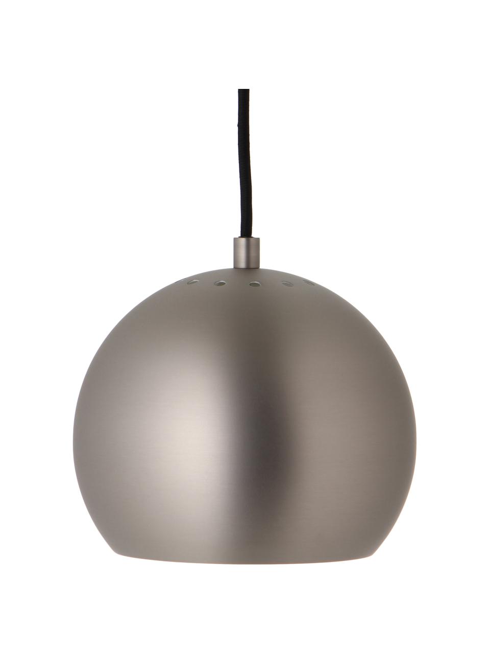 Kleine bolvormige hanglamp  Ball in staalkleur, Lampenkap: geborsteld metaal, Baldakijn: geborsteld metaal, Staalkleurig, wit, zwart, Ø 18 x H 16 cm