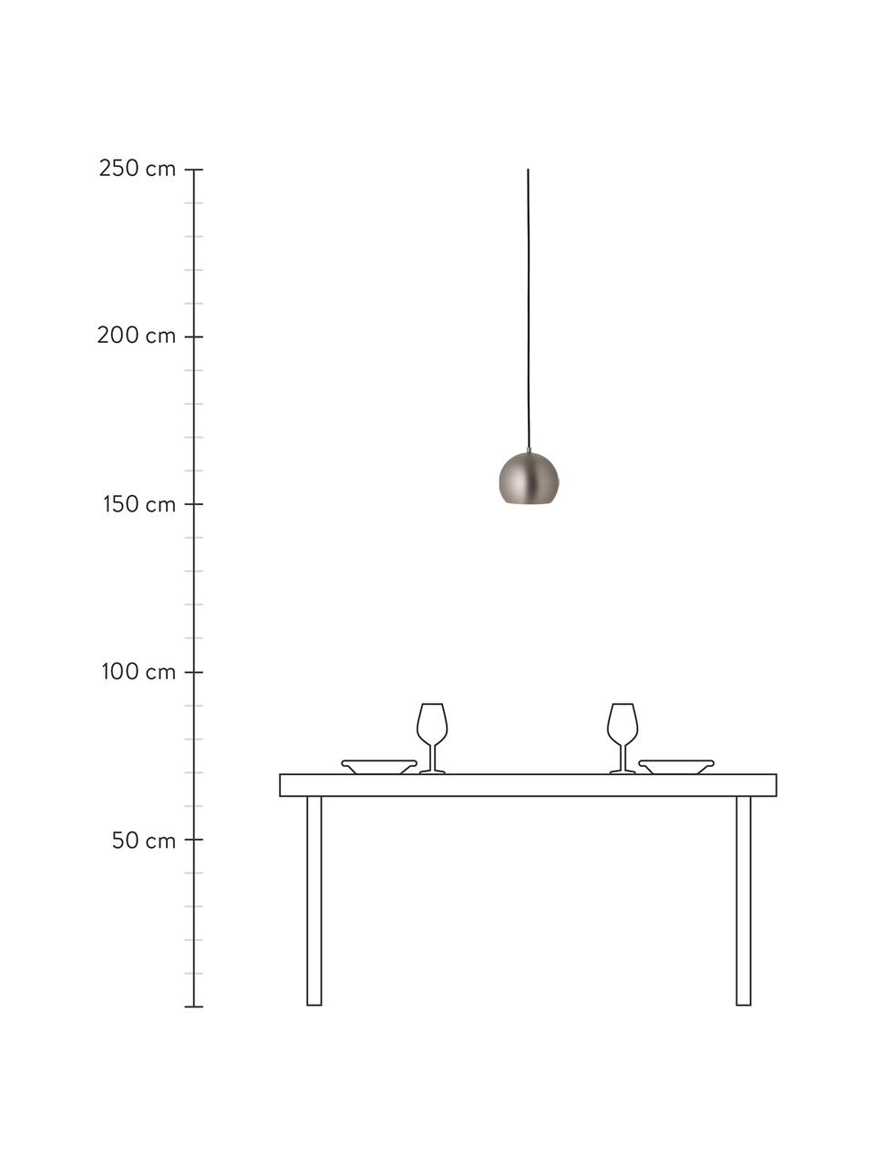 Kleine bolvormige hanglamp  Ball in staalkleur, Lampenkap: geborsteld metaal, Baldakijn: geborsteld metaal, Staalkleurig, wit, zwart, Ø 18 x H 16 cm