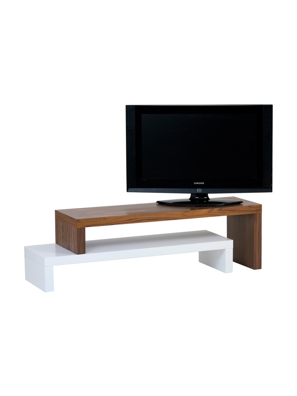 Meuble moderne TV Cliff, Blanc, brun