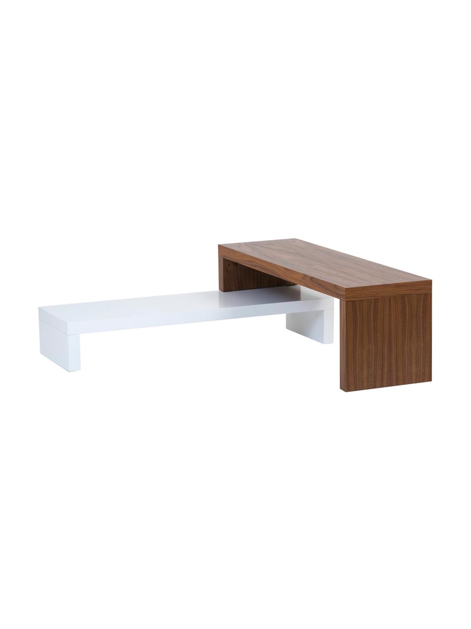 Mueble TV Cliff, Superficie: chapado en madera, Estructura: tablero de fibras, aglome, Blanco, marrón, An 125 x Al 40 cm