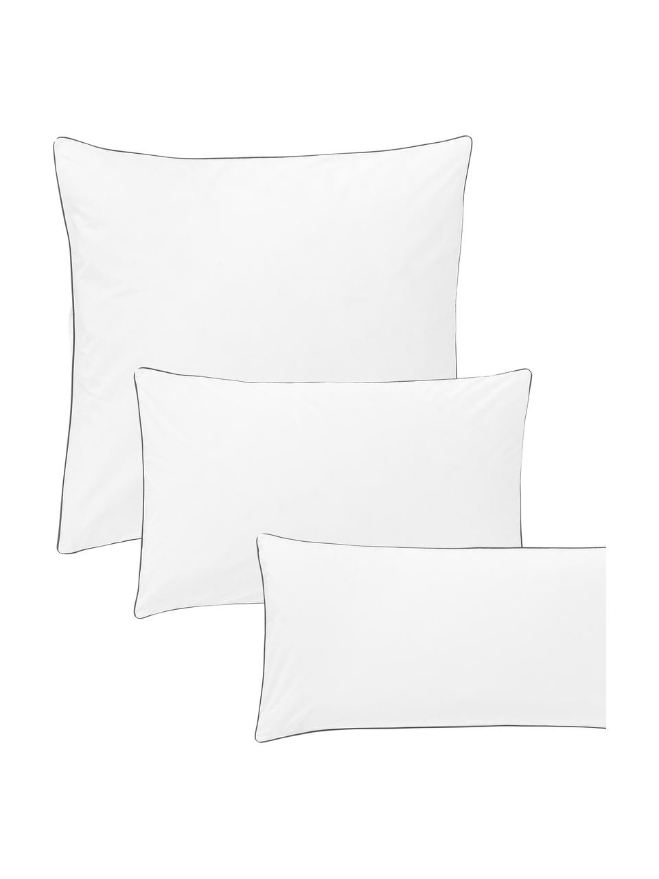 Obliečka na vankúš z bavlneného perkálu s lemom Daria, Biela, tmavosivá, Š 40 x D 80 cm