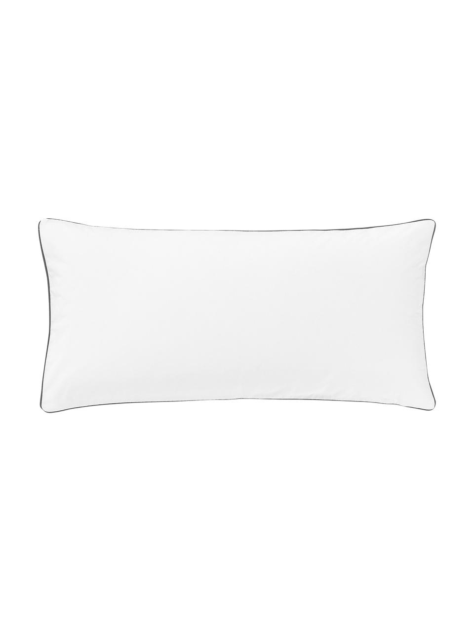 Obliečka na vankúš z bavlneného perkálu s lemom Daria, Biela, tmavosivá, Š 40 x D 80 cm