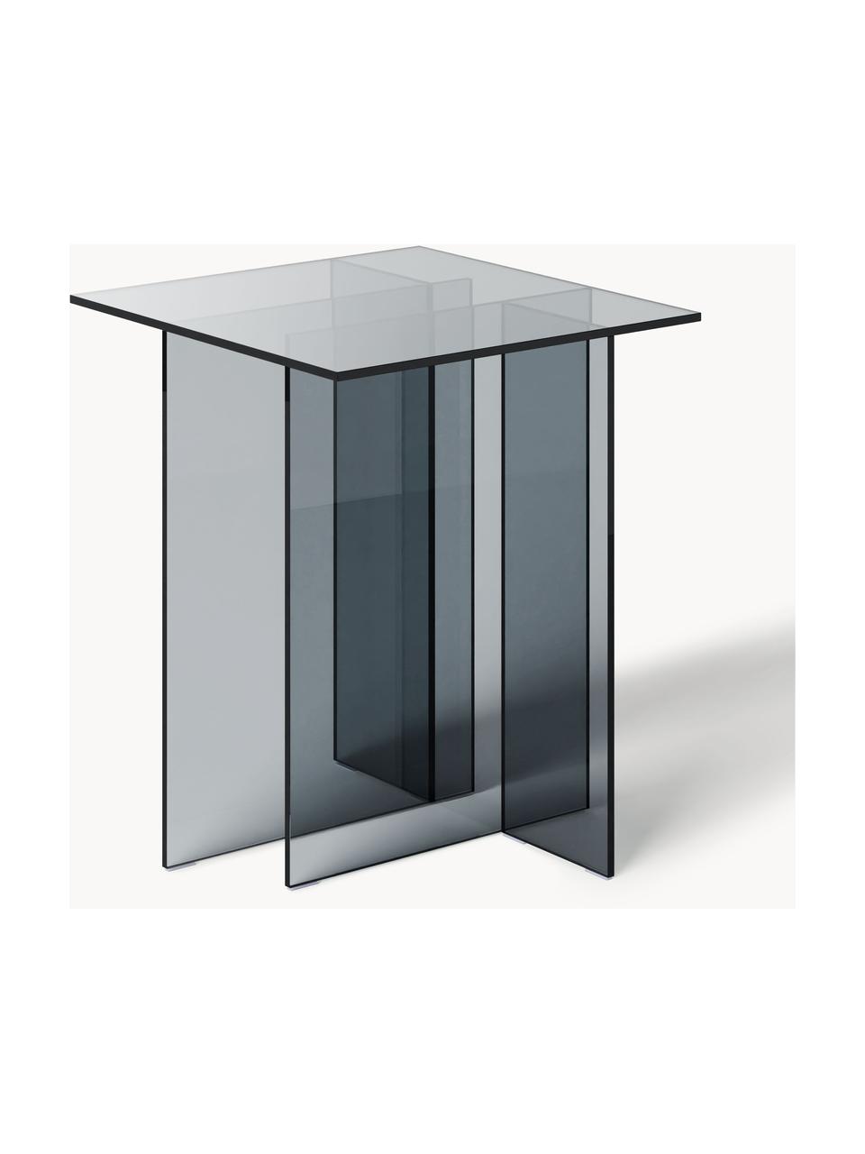 Stolik pomocniczy ze szkła Anouk, Szkło, Szary, transparentny, S 42 x W 50 cm