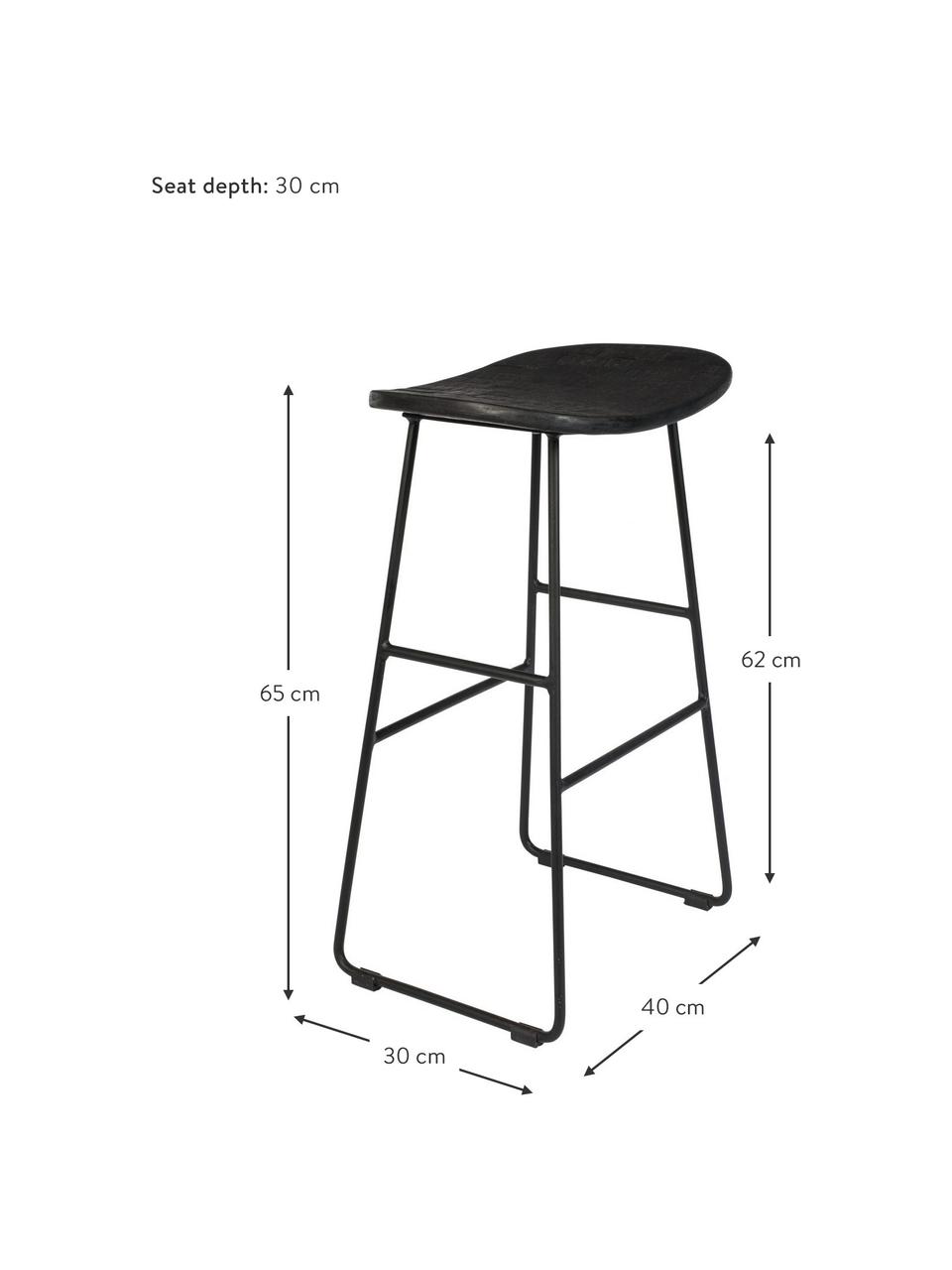 Thekenhocker Tangle in Schwarz, Beine: Metall, pulverbeschichtet, Schwarz, B 40 x H 65 cm