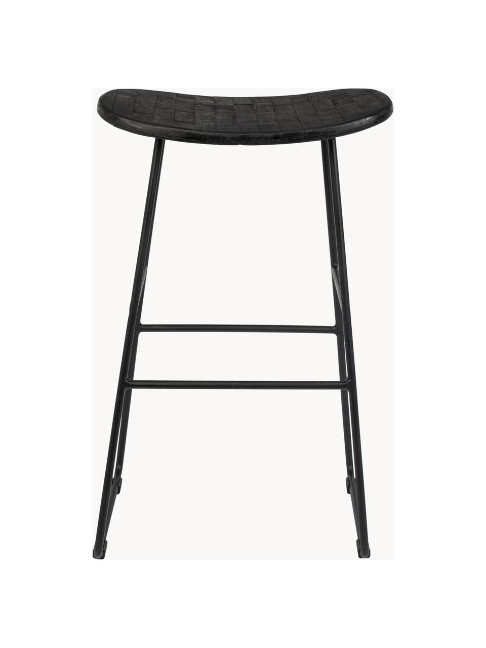 Taburete alto Tangle, Asiento: madera de teca reciclada , Patas: metal con pintura en polv, Negro, An 40 x Al 65 cm