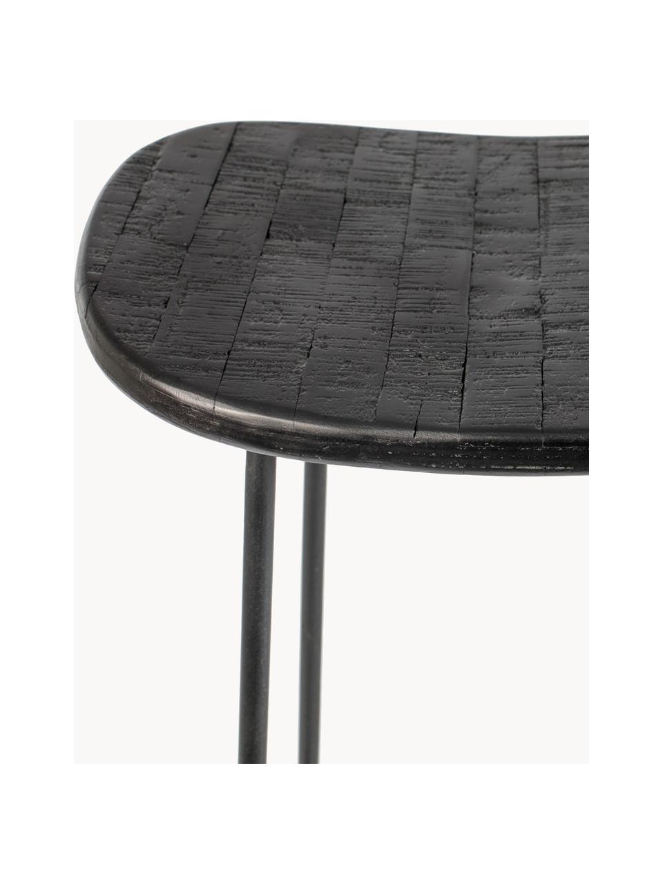 Taburete alto Tangle, Asiento: madera de teca reciclada , Patas: metal con pintura en polv, Negro, An 40 x Al 65 cm