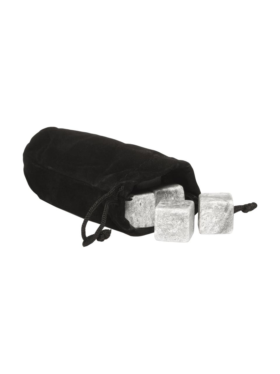 Piedras de whisky Rocking, 9 uds., Piedras: esteatita, Bolsa: terciopelo, Gris, An 2 x Al 2 cm
