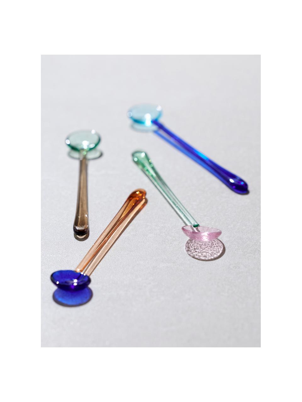 Set de cucharas de vidrio Torino, 4 uds., Vidrio, Multicolor transparente, L 18 cm