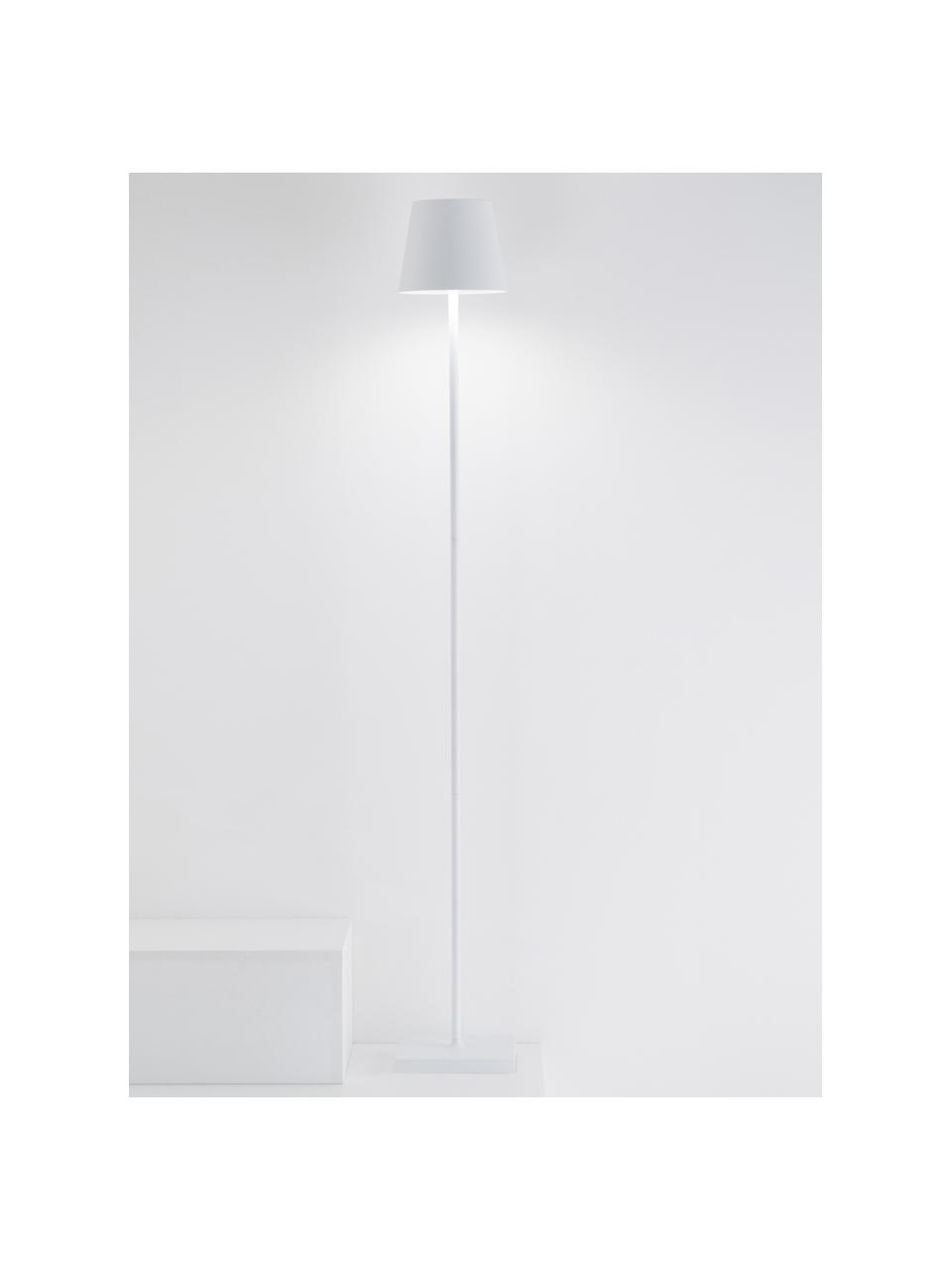 Kleine dimmbare LED-Stehlampe Poldina, höhenverstellbar, Weiß, matt, H 122 cm