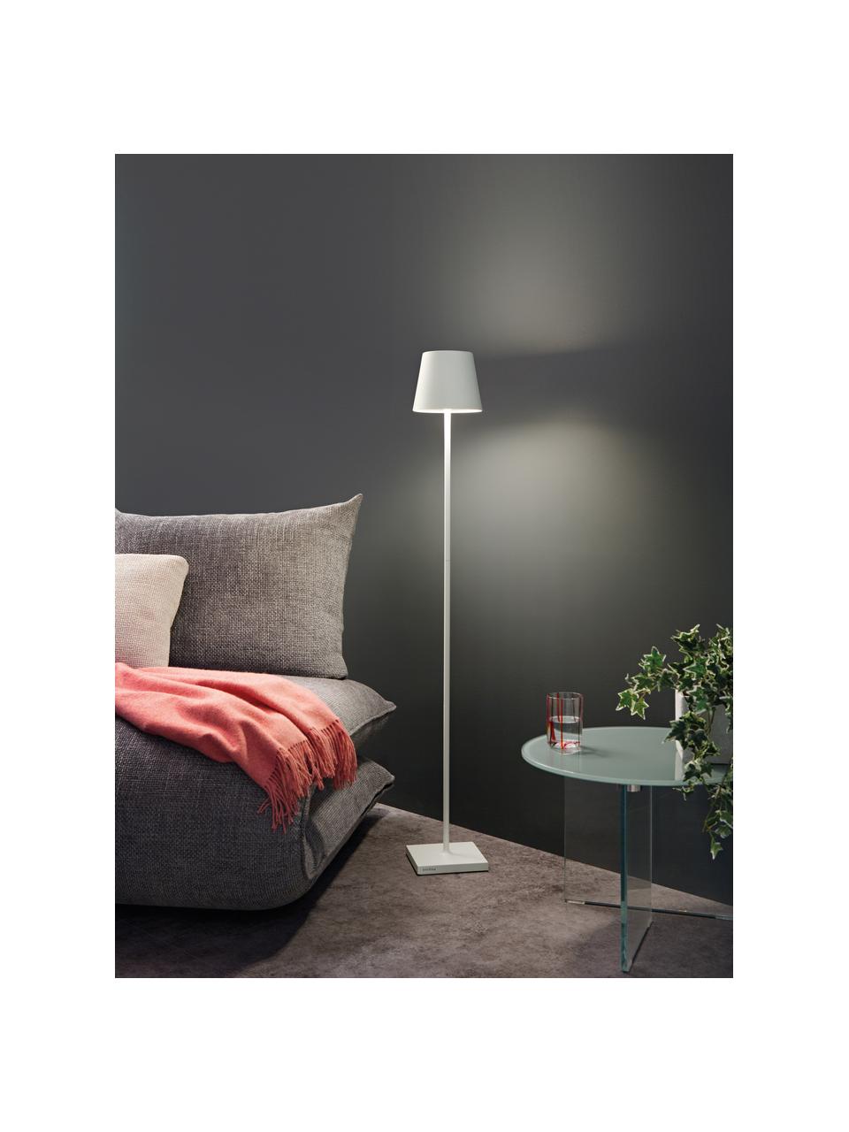 Kleine dimmbare LED-Stehlampe Poldina, höhenverstellbar, Weiß, matt, H 122 cm