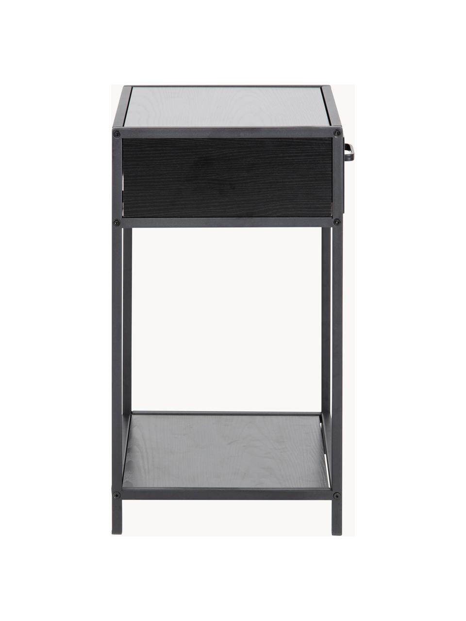 Table de chevet Seaford, Noir, larg. 42 x haut. 63 cm