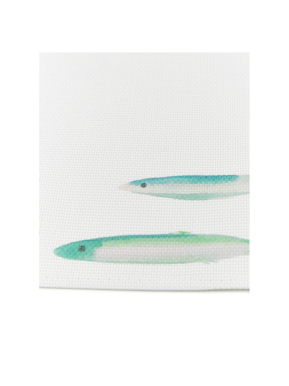 Set de table plastique Bordemer, 2 pièces, Plastique, Blanc, tons bleus et gris, larg. 30 x long. 45 cm
