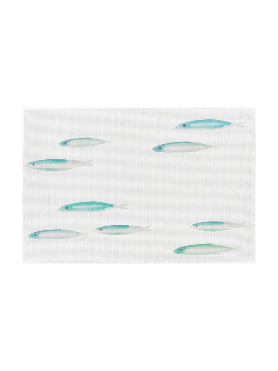 Kunststoff-Tischsets Bordemer, 2 Stück, Kunststoff, Weiss, Blau- und Grautöne, B 30 x L 45 cm