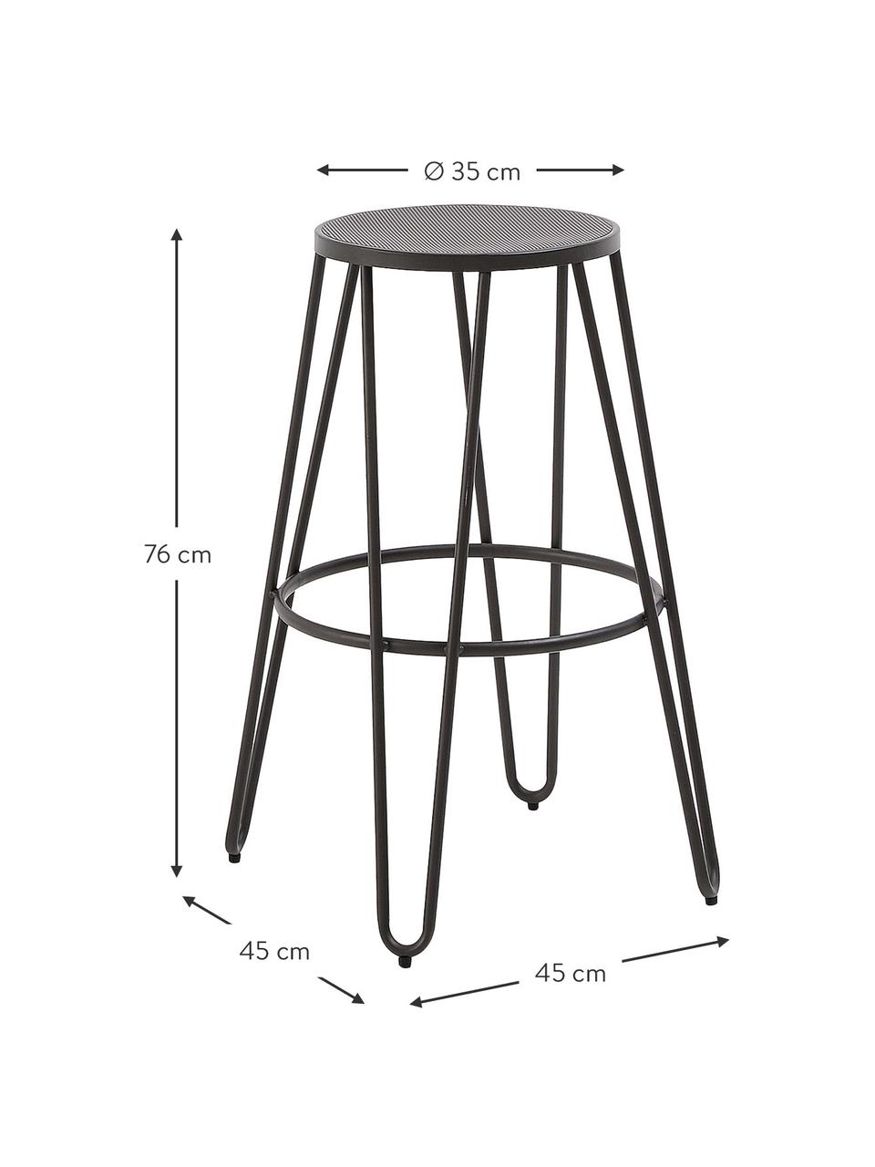 Tabouret de bar en métal Madona, Métal, laqué, Gris graphite, larg. 45 x haut. 76 cm