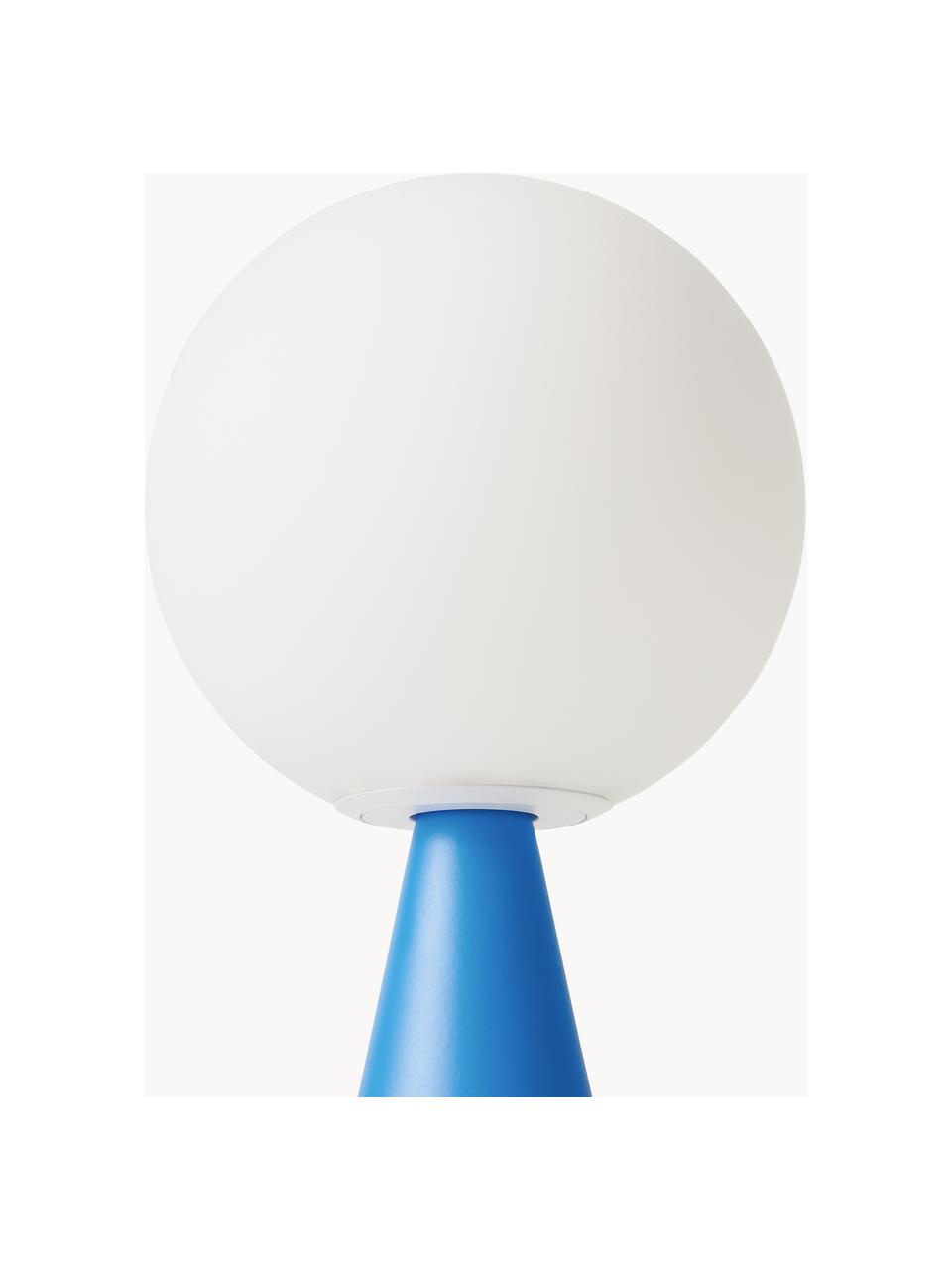 Petite lampe à poser artisanale Bilia, Blanc, bleu, Ø 12 x haut. 26 cm