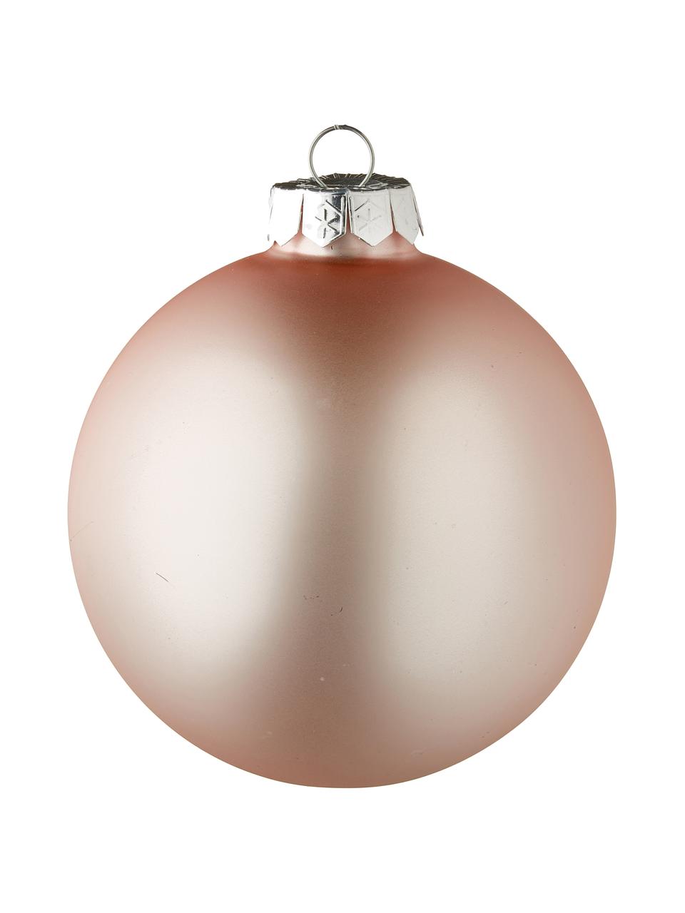 Kerstballenset Lorene Ø 10 cm, 4-delig, Mat en glanzend roze, Ø 10 cm