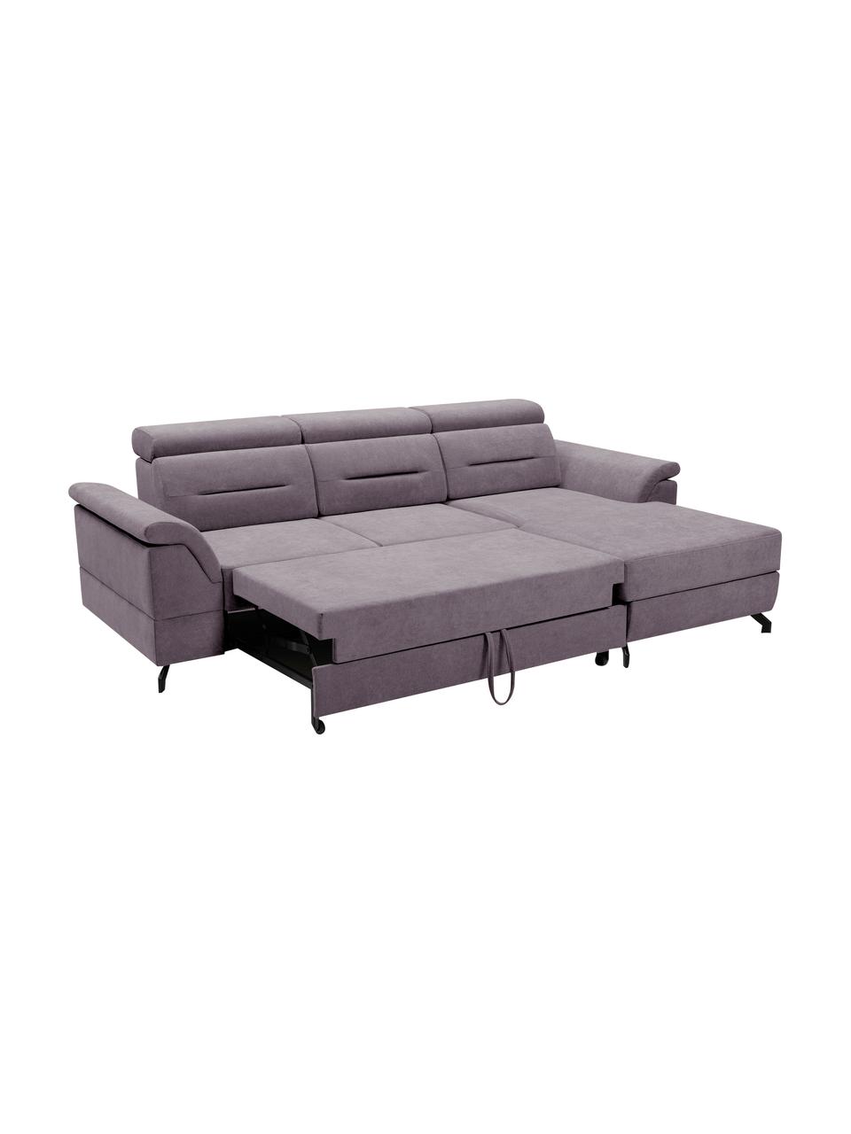 Sofá cama rinconero Missouri, con espacio de almacenamiento, Tapizado: 100% poliéster, Gris, An 259 x F 164 cm