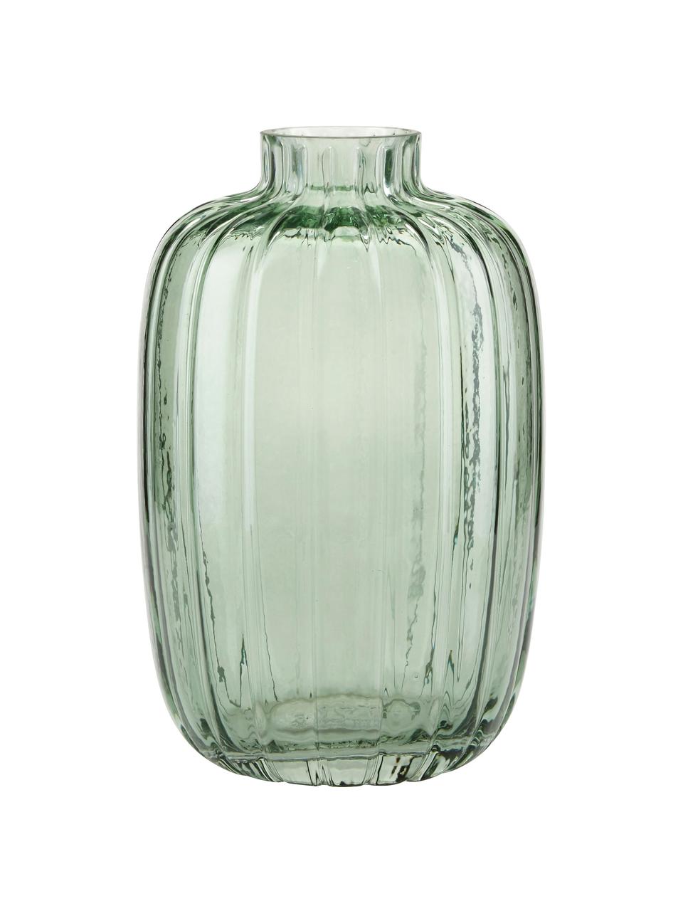 Vaso in vetro verde Groove, Vetro, Verde trasparente, Ø 13 x Alt. 20 cm