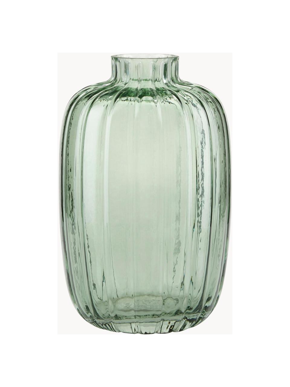 Vase en verre Groove, Verre, Vert, transparent, Ø 13 x haut. 20 cm