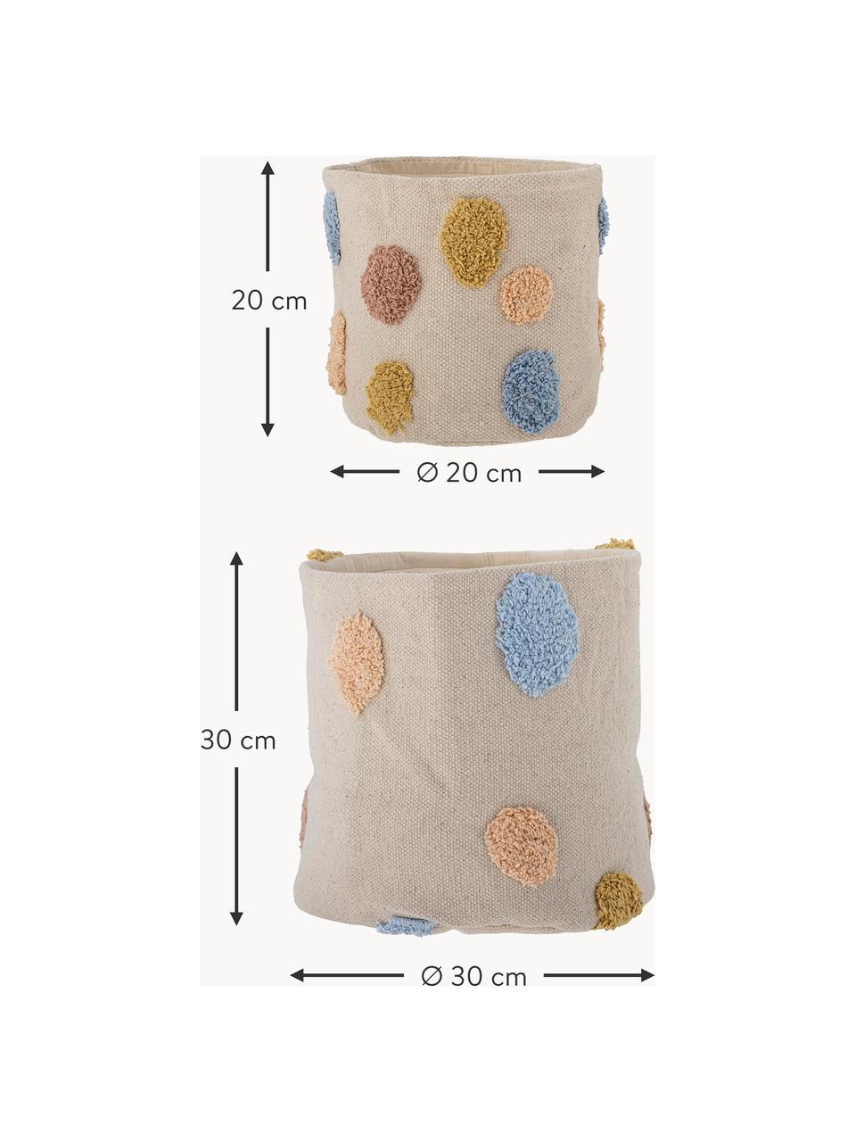 Corbeilles de rangement Clennie, 2 élém., 88 % coton, 12 % polyester, Beige clair, multicolore, Lot de différentes tailles