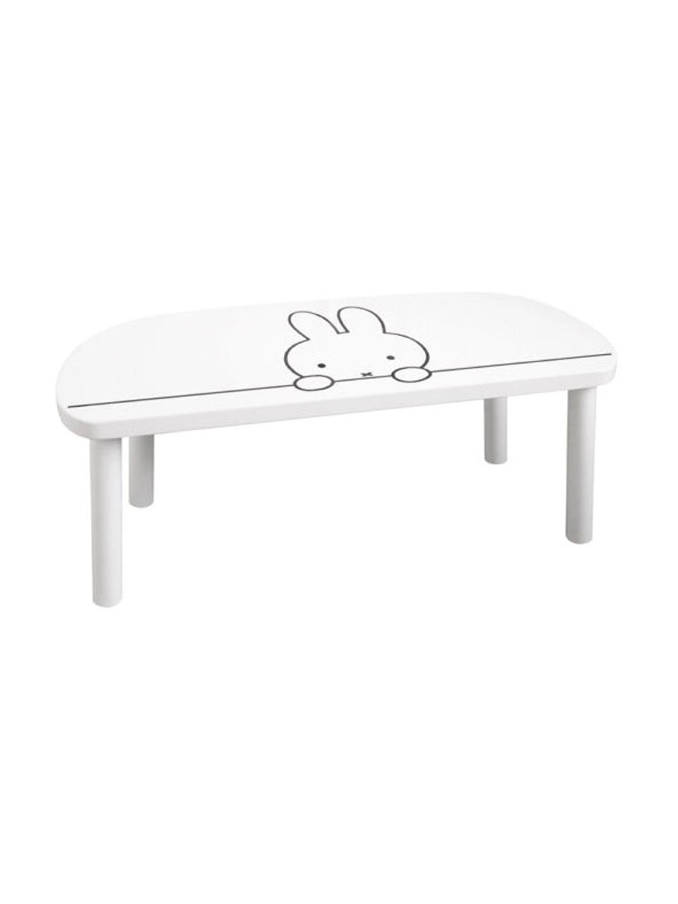 Holz-Kinderbank Miffy, Sitzfläche: Mitteldichte Holzfaserpla, Beine: Kiefernholz, Weiß, Schwarz, 64 x 25 cm