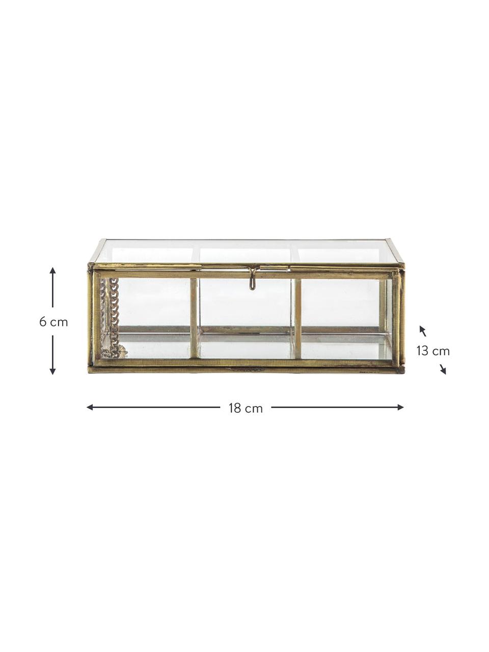 Handgemaakte juwelendoos Ola met 3 vakken, Frame: gecoat metaal, Messingkleurig, B 18 x H 6 cm