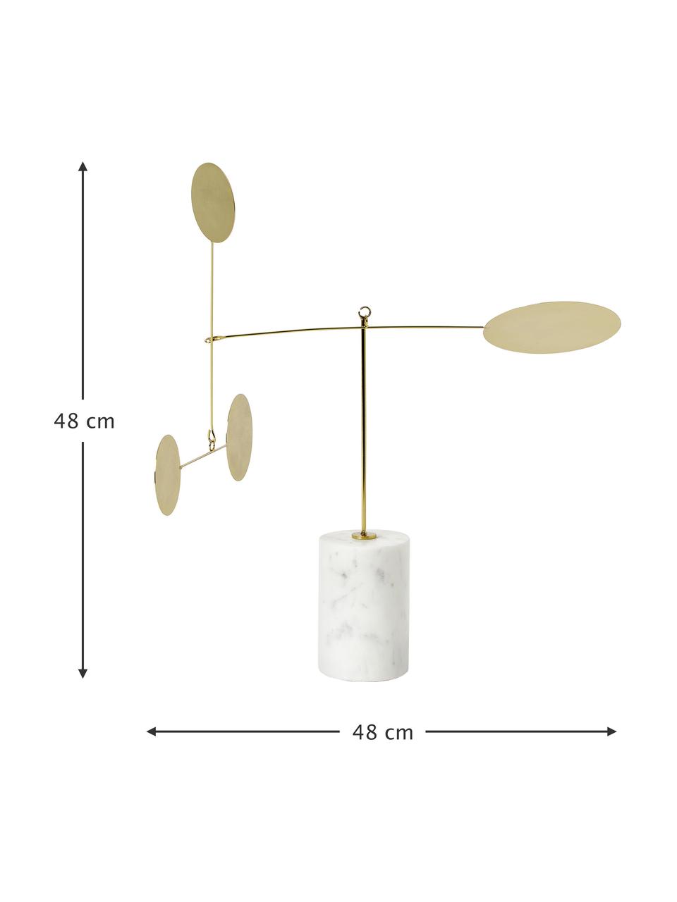 Dekorace Novalie, Mramor, kov, Zlatá, bílá, Š 48 cm, V 48 cm