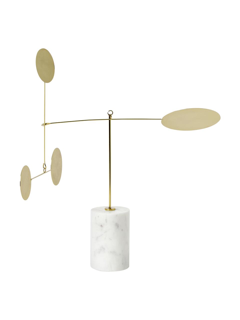 Deko-Objekt Novalie, Marmor, Metall, Goldfarben, Weiß, B 48 x H 48 cm