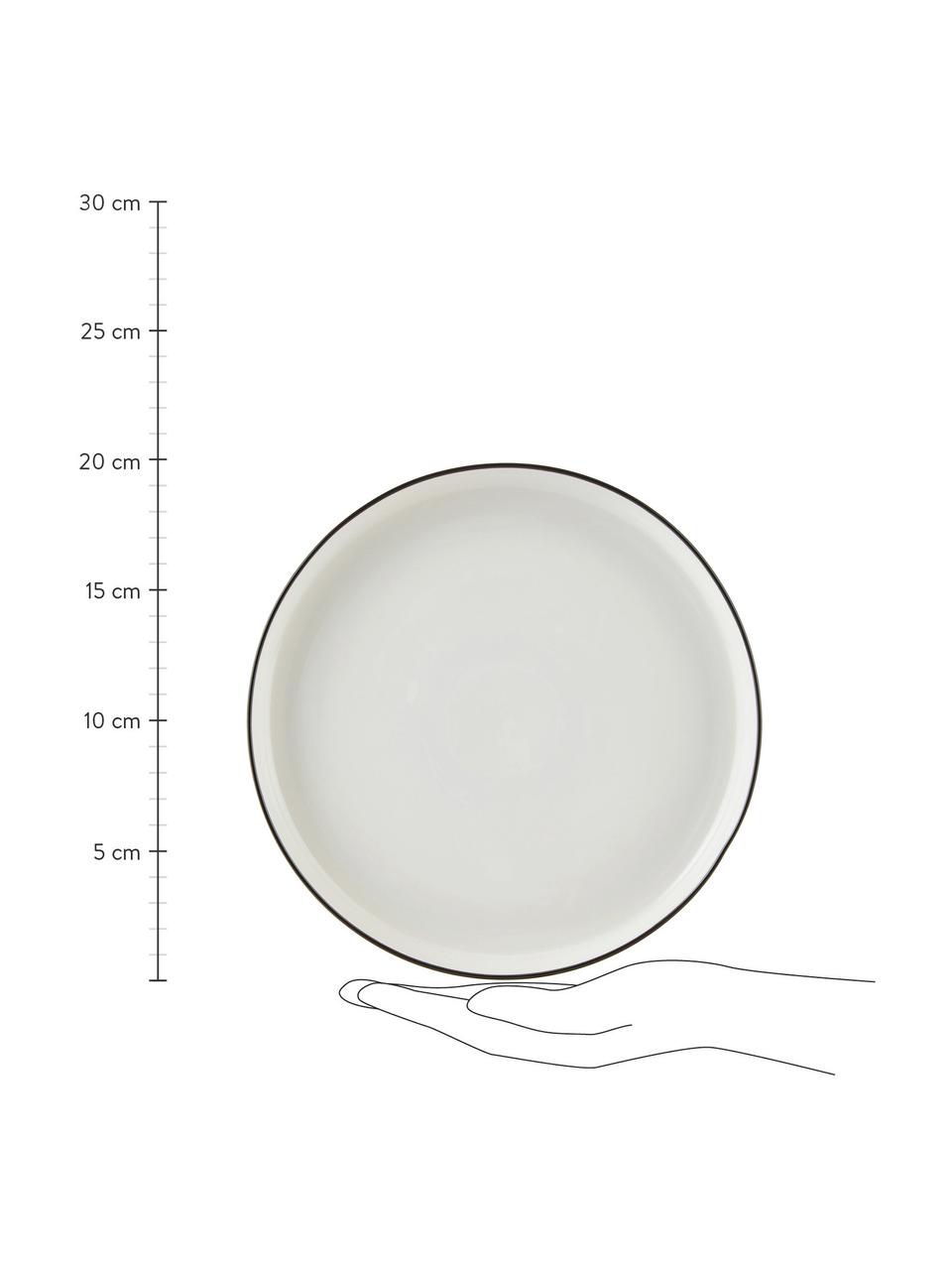 Piattino da dessert in porcellana con bordo nero Facile 2 pz, Ø20 cm, Porcellana, Nero, Ø 20 x Alt. 2 cm