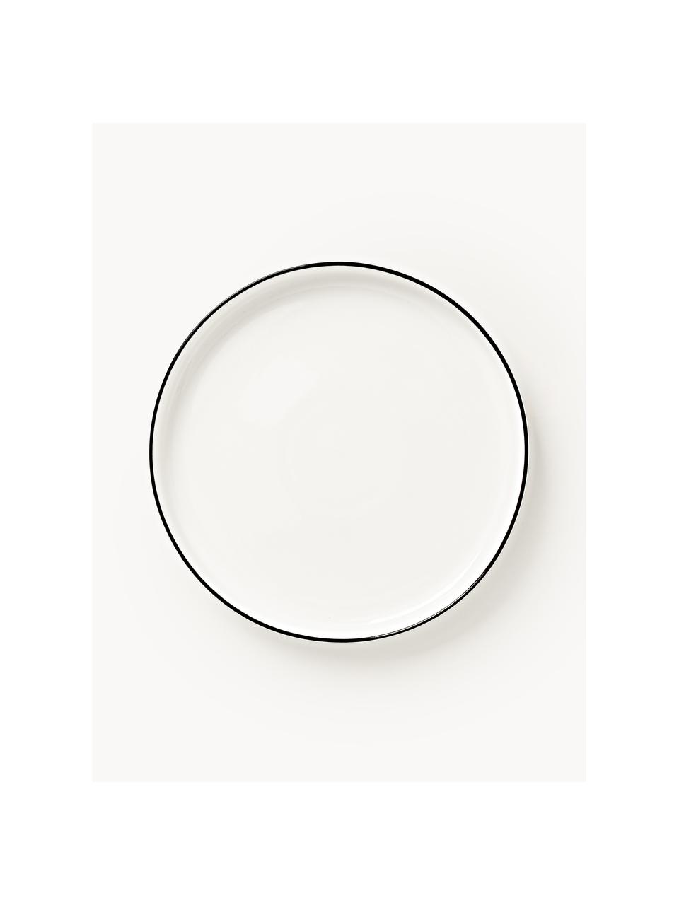 Porcelánové raňajkové taniere s okrajom Facile, 2 ks, Vysokokvalitný tvrdý porcelán (cca 50 % kaolín, 25 % kremeň a 25 % živec), Lomená biela s čiernym okrajom, Ø 20 x V 2 cm