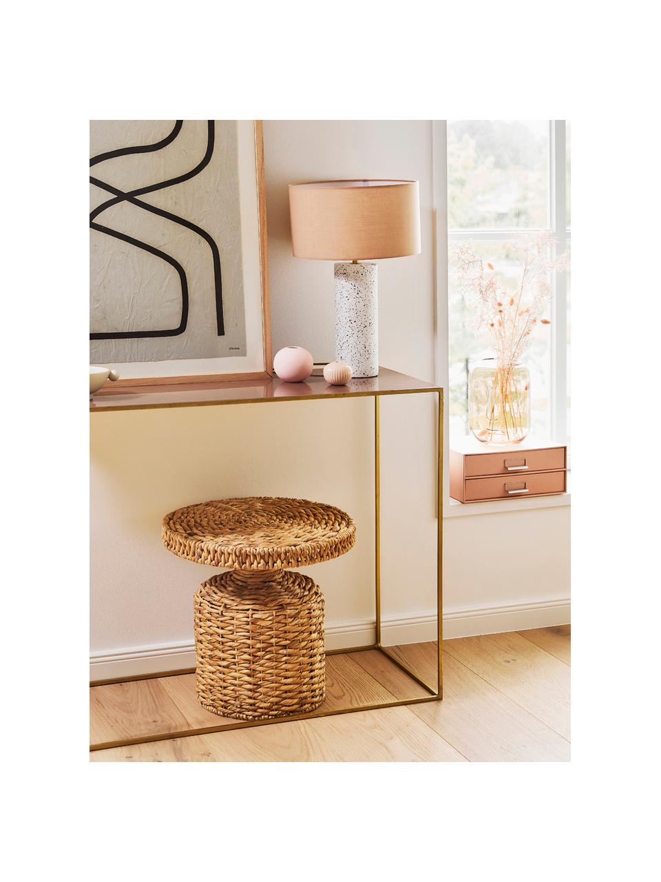 Kulatý odkládací stolek z ratanu Camo, Ratan, Světle hnědá, Ø 47 cm, V 47 cm