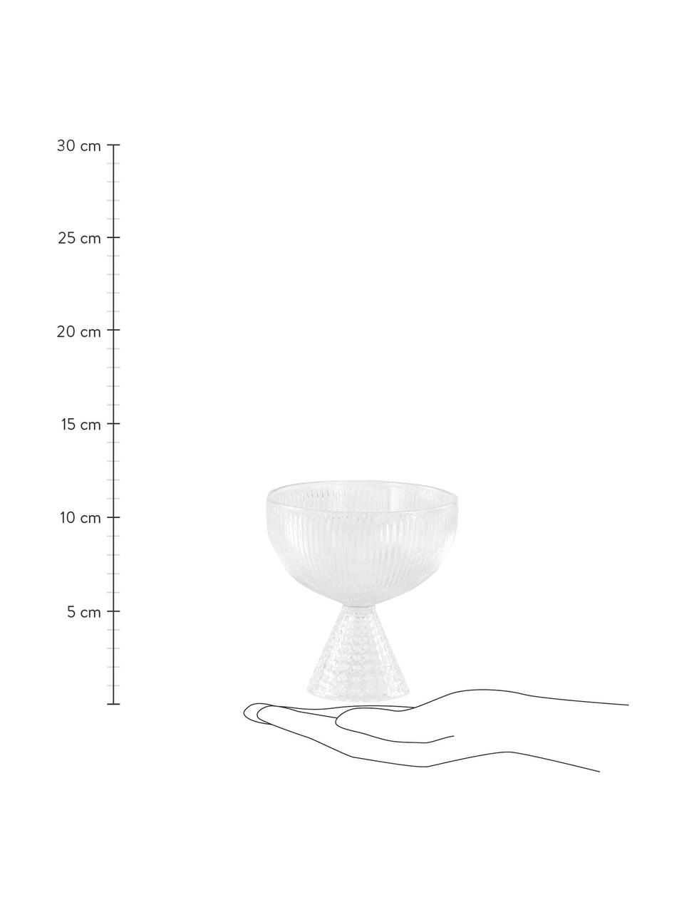 Kieliszek do szampana z ryflowanym reliefem Ace, 4 szt., Szkło, Transparentny, Ø 12 x W 12 cm