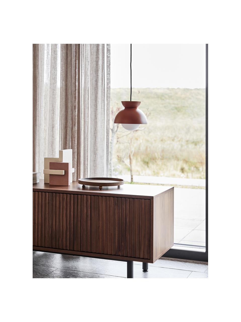 Kleine design hanglamp Butterfly, Lampenkap: gecoat metaal, Diffuser: opaalglas, Wijnrood, Ø 21 x H 19 cm
