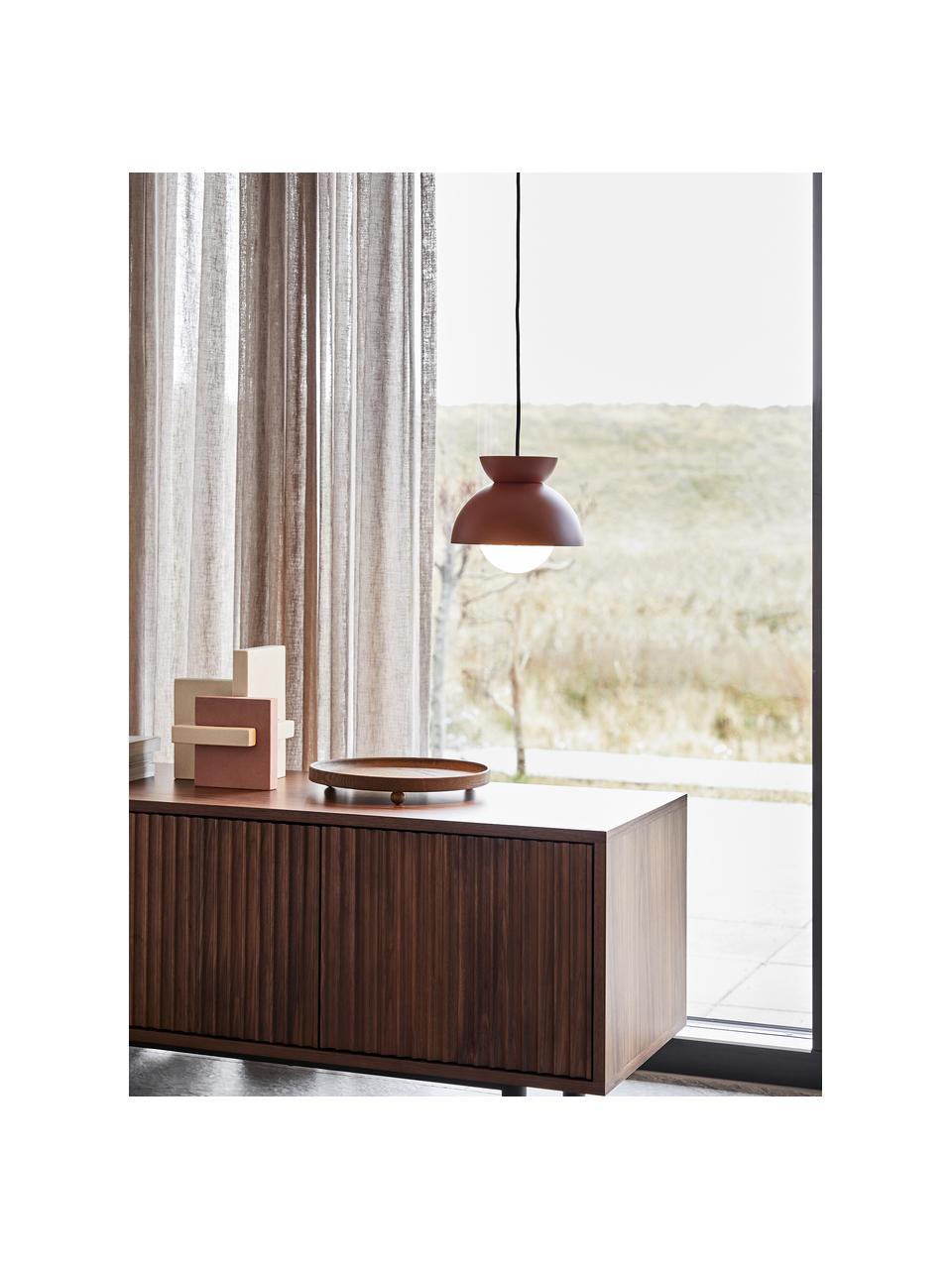 Kleine design hanglamp Butterfly, Lampenkap: gecoat metaal, Diffuser: opaalglas, Wijnrood, Ø 21 x H 19 cm