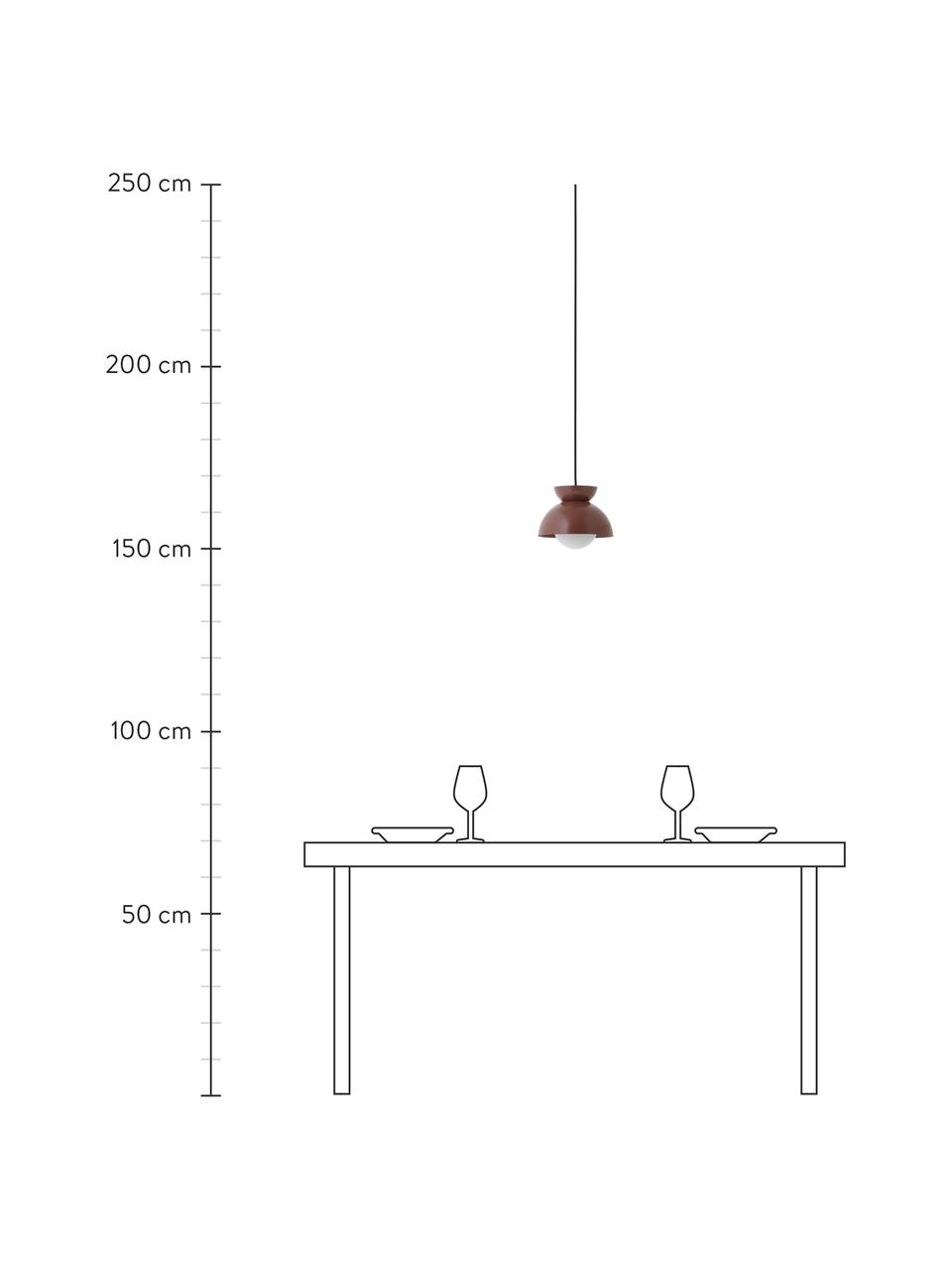Kleine design hanglamp Butterfly, Lampenkap: gecoat metaal, Diffuser: opaalglas, Wijnrood, Ø 21 x H 19 cm