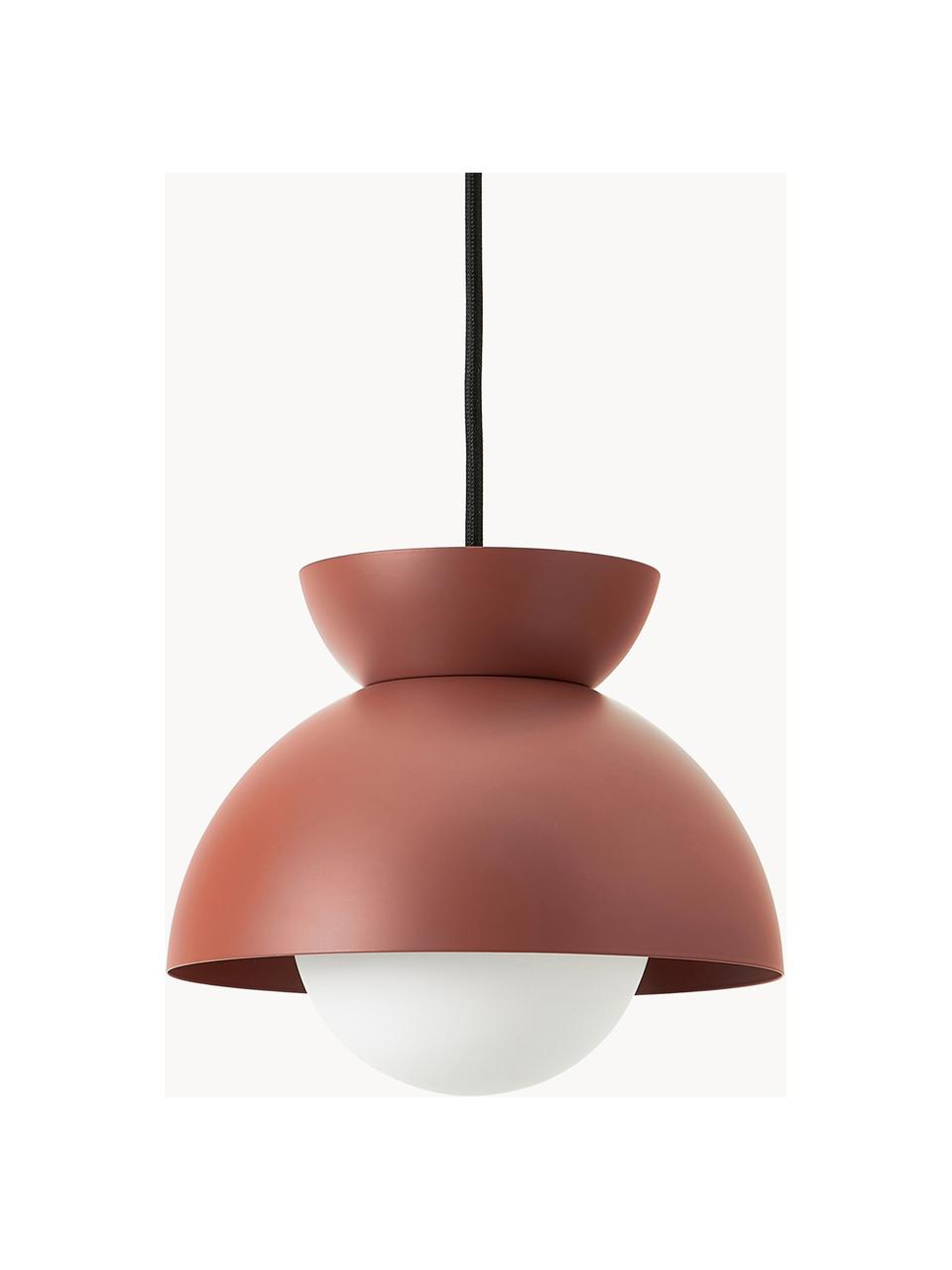 Kleine design hanglamp Butterfly, Lampenkap: gecoat metaal, Diffuser: opaalglas, Wijnrood, Ø 21 x H 19 cm