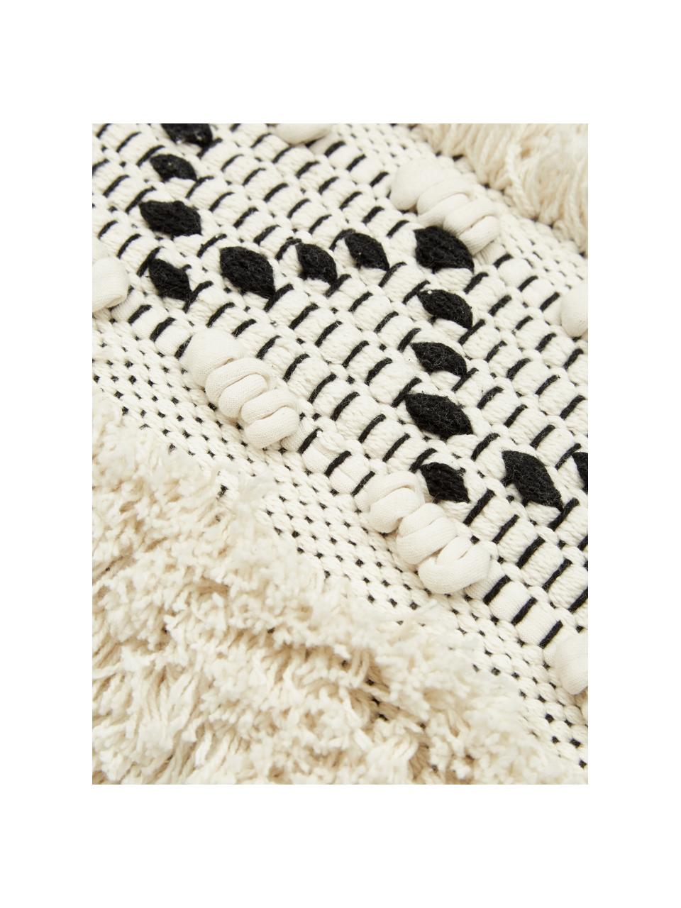 Funda de cojín texturizada Katarina, 100% algodón, Beige, blanco, B 30 x L 50 cm