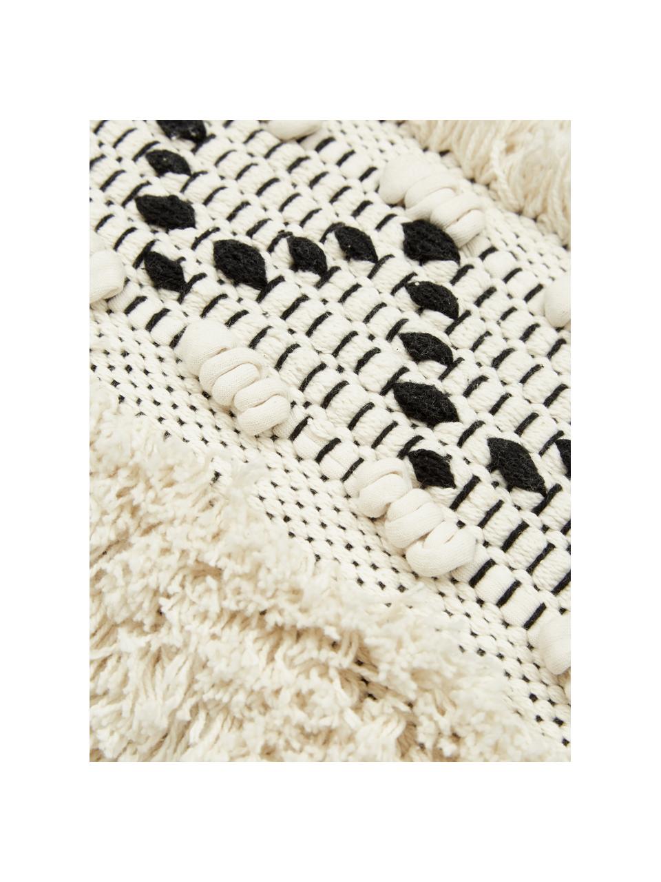 Housse de coussin bohème Katarina, 100 % coton, Beige, blanc, larg. 30 x long. 50 cm