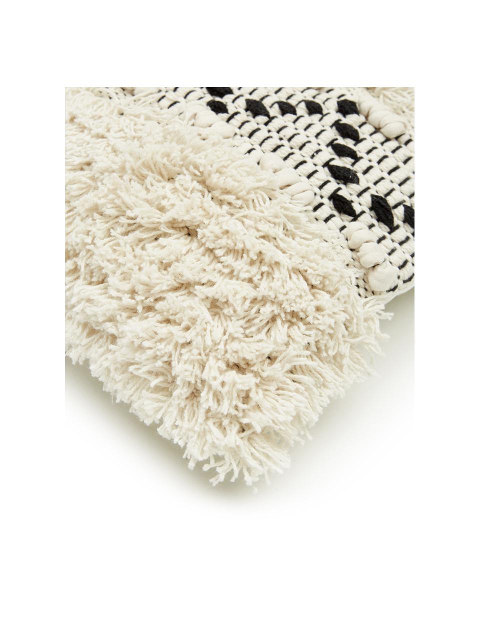 Funda de cojín texturizada Katarina, 100% algodón, Beige, blanco, B 30 x L 50 cm