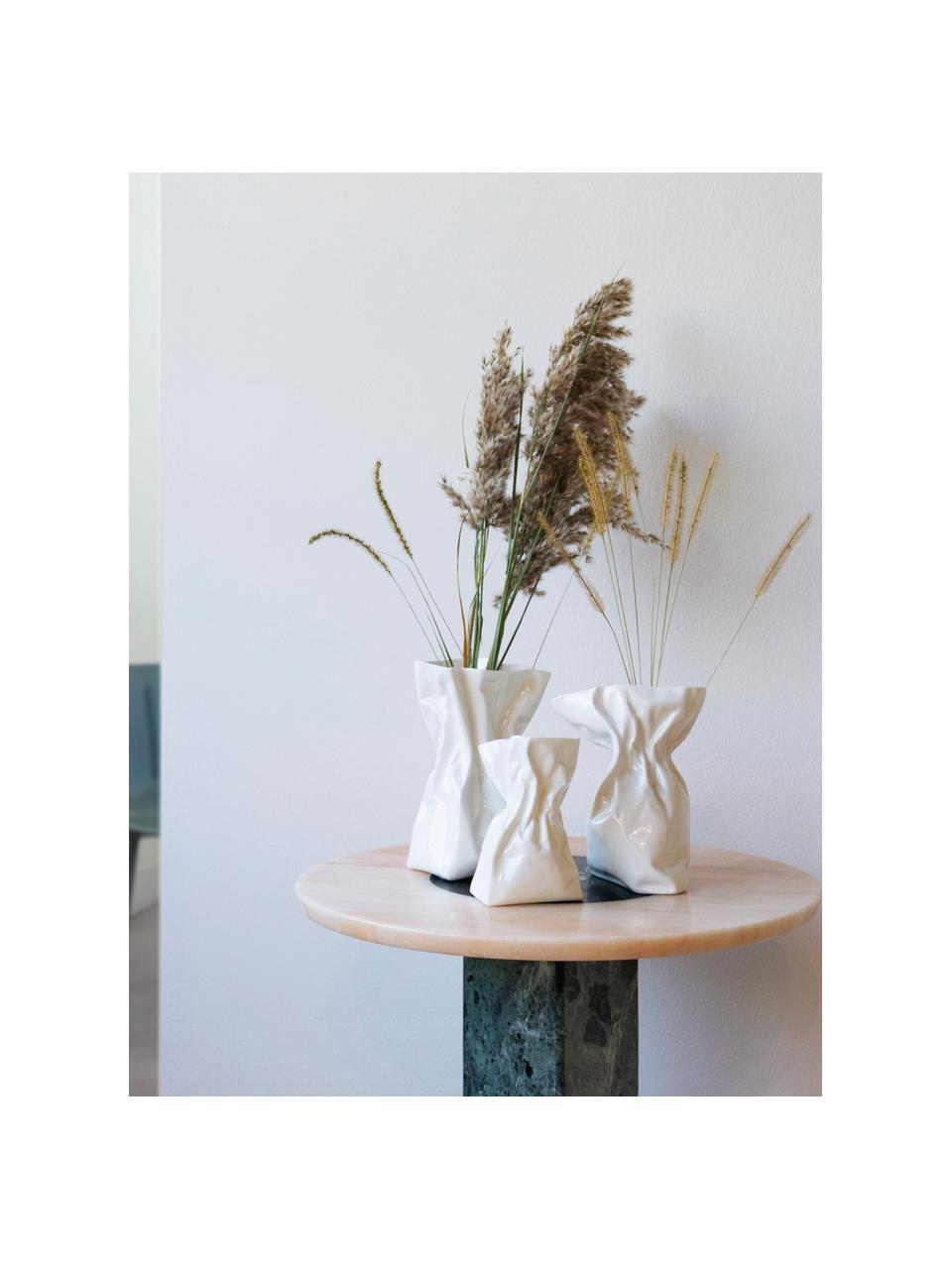 Dizajnová porcelánová váza Adelaide, V 20 cm, Porcelán, Krémovobiela, Š 15 x V 20 cm