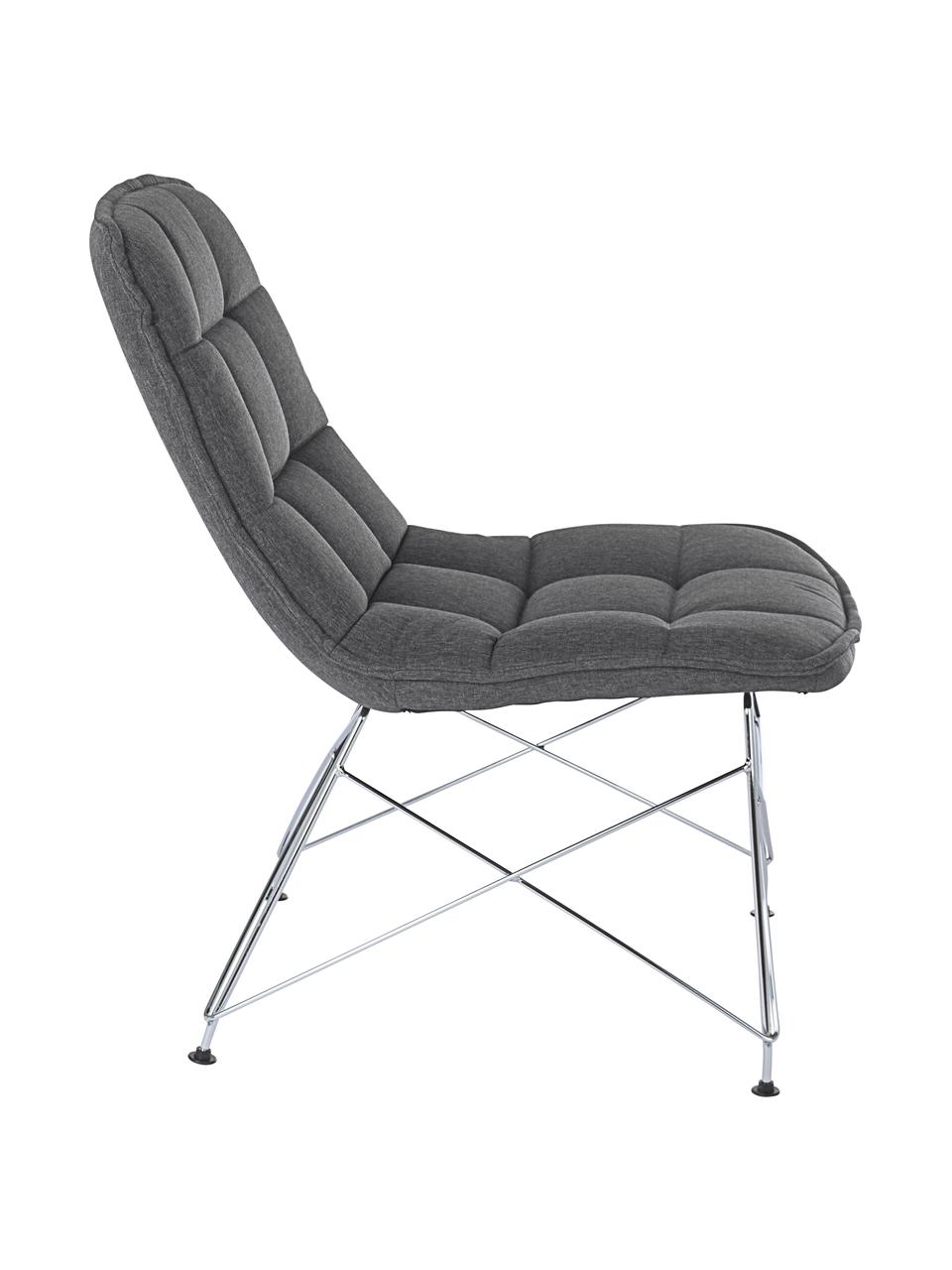 Fotel tapicerowany Akemi, Tapicerka: poliester, Nogi: metal chromowany, Szary, odcienie srebrnego, S 54 x G 71 cm